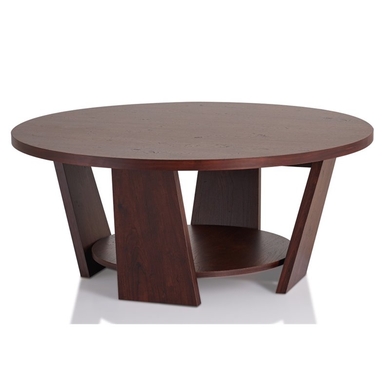 Furniture Of America Ernest Round Coffee Table In Vintage Walnut