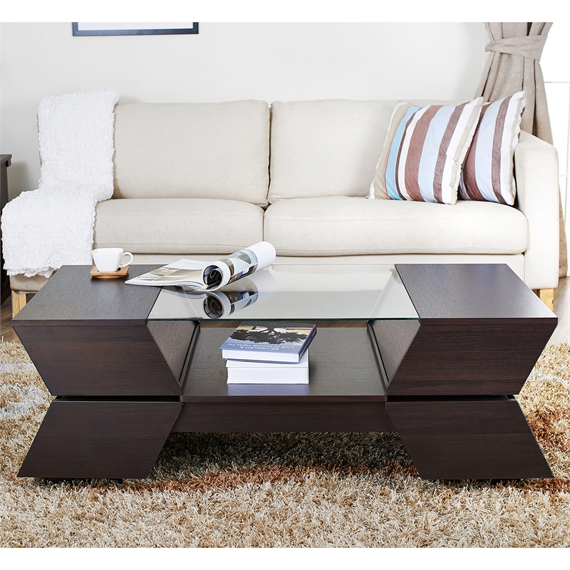 Furniture of America Addison Wood Storage Coffee Table - Thumbnail 3