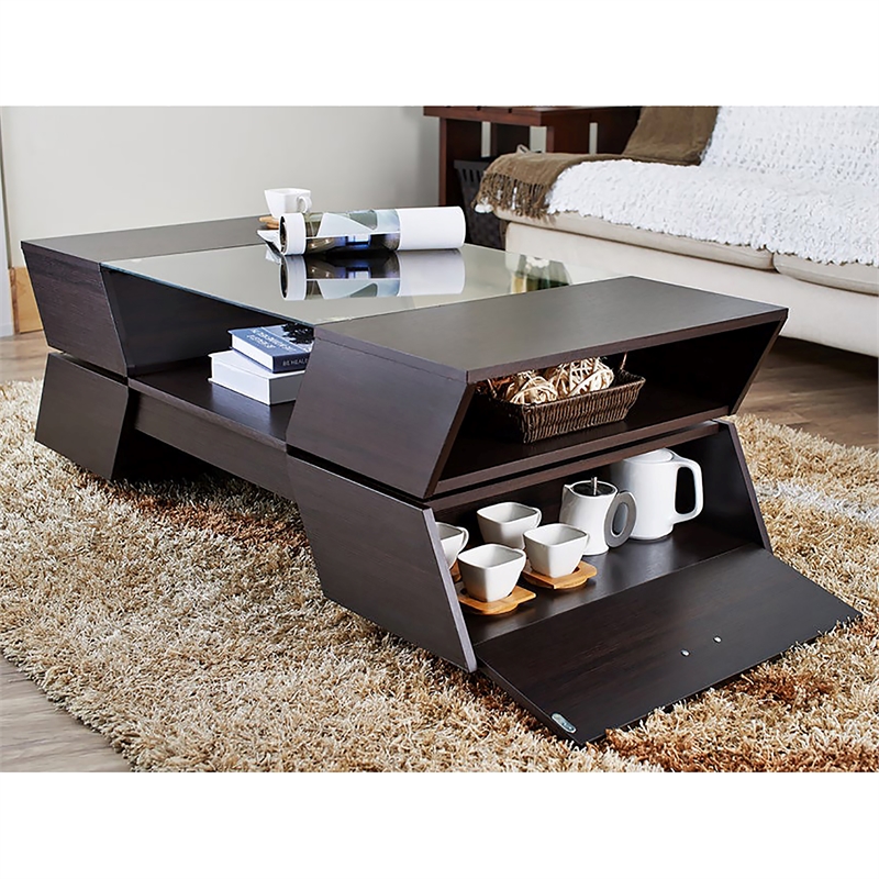 Furniture of America Addison Wood Storage Coffee Table - Thumbnail 4