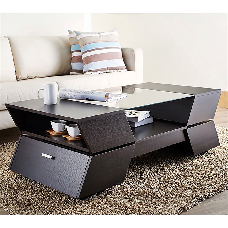 Furniture of America Addison Contemporary Wood Storage Coffee Table in Espresso