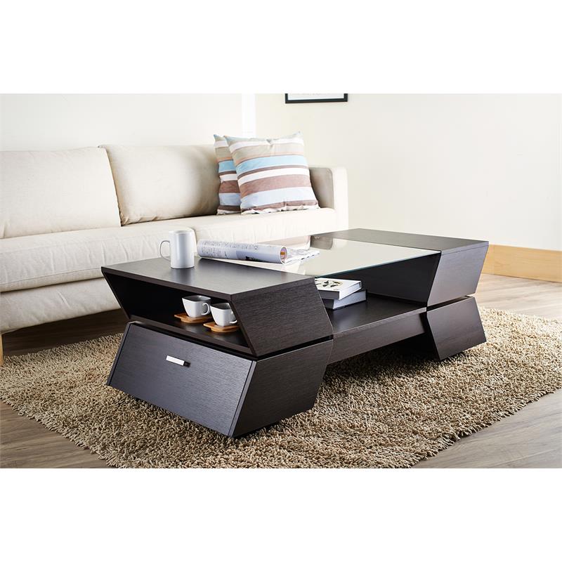 Furniture of America Addison Contemporary Wood Storage Coffee Table in