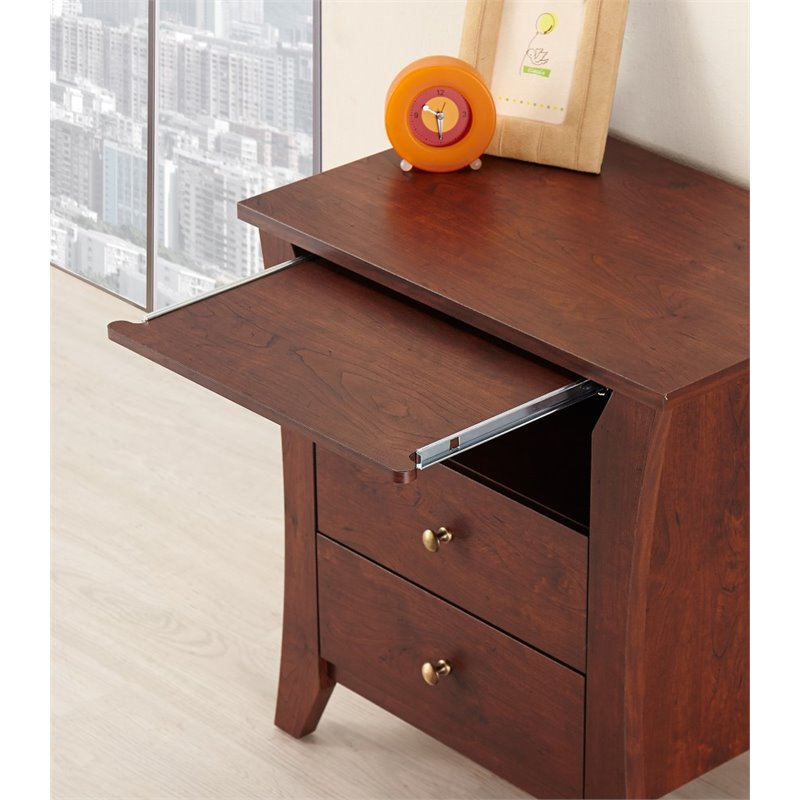 Furniture of America Grover 2 Drawer End Table with Tray in Walnut