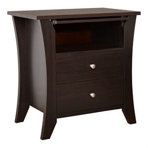 furniture of america healy wood 2-drawer end table with tray in espresso