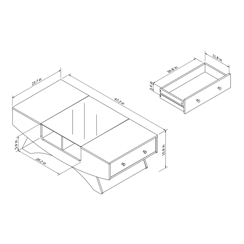 Furniture of America Mitch Wood Storage Coffee Table in White and Light Walnut