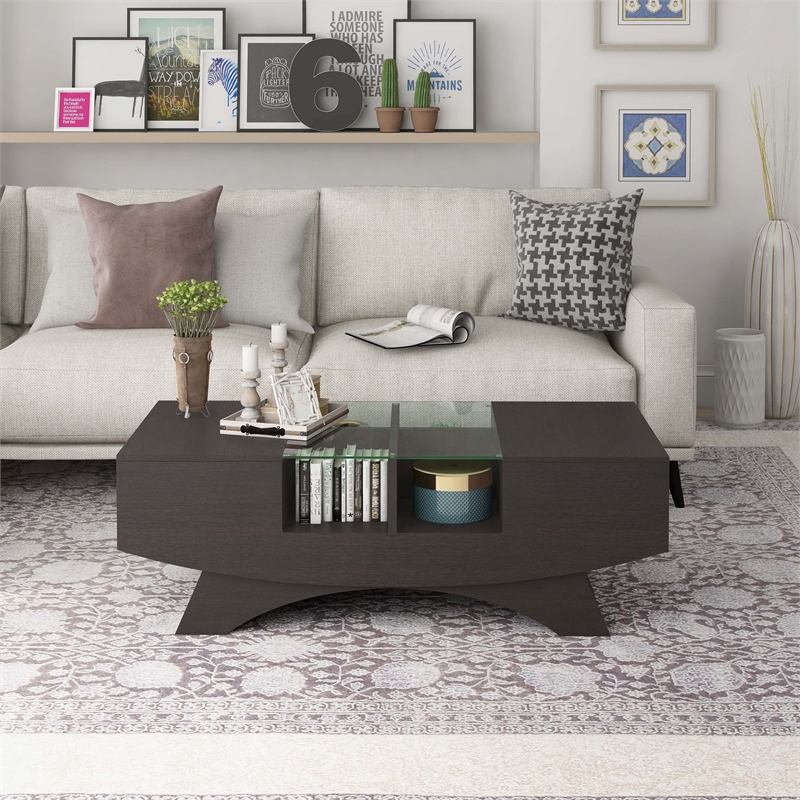 Furniture of America Mitch Wood Storage Coffee Table in Espresso
