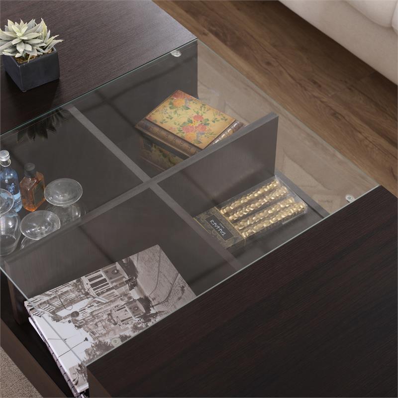 Furniture of America Mitch Wood Storage Coffee Table in Espresso