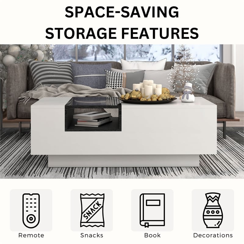 Furniture of America Sydney Modern Wood Storage Coffee Table in White and Black