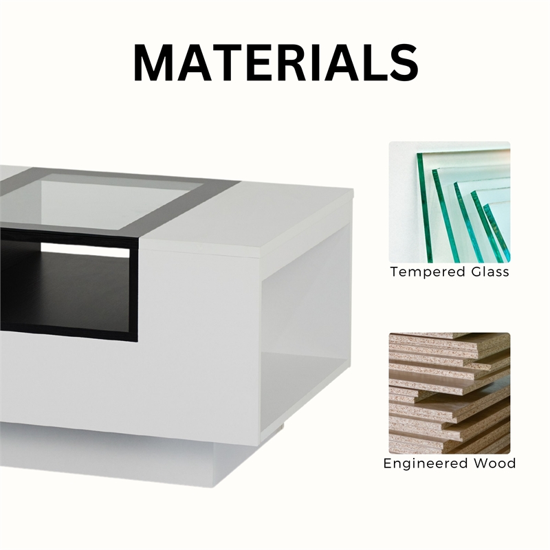 Furniture of America Sydney Modern Wood Storage Coffee Table in White and Black