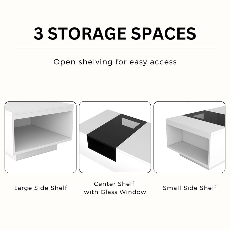 Furniture of America Sydney Modern Wood Storage Coffee Table in White and Black