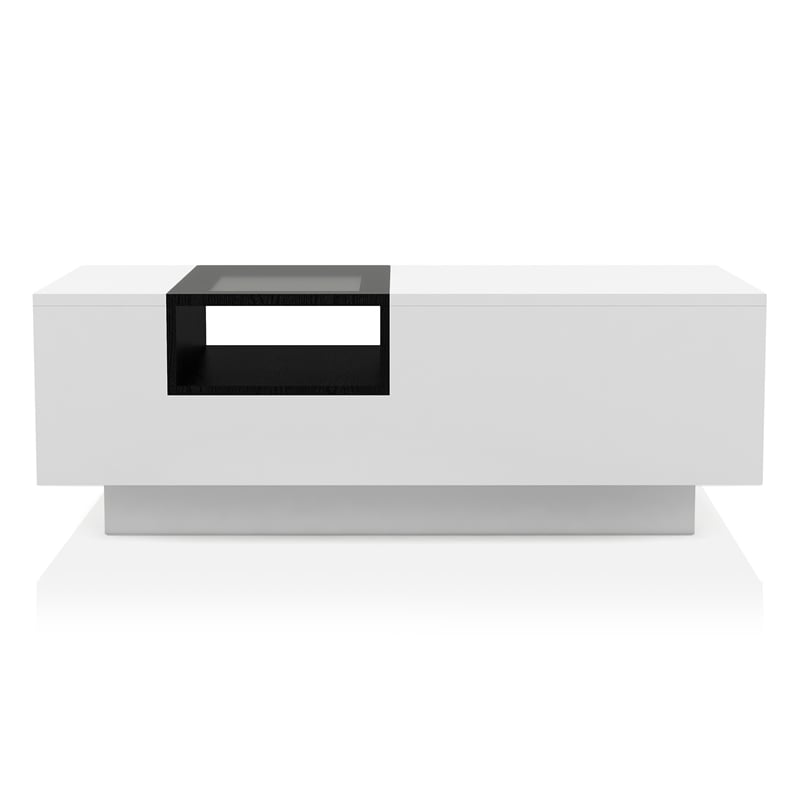 Furniture of America Sydney Modern Wood Storage Coffee Table in White and Black