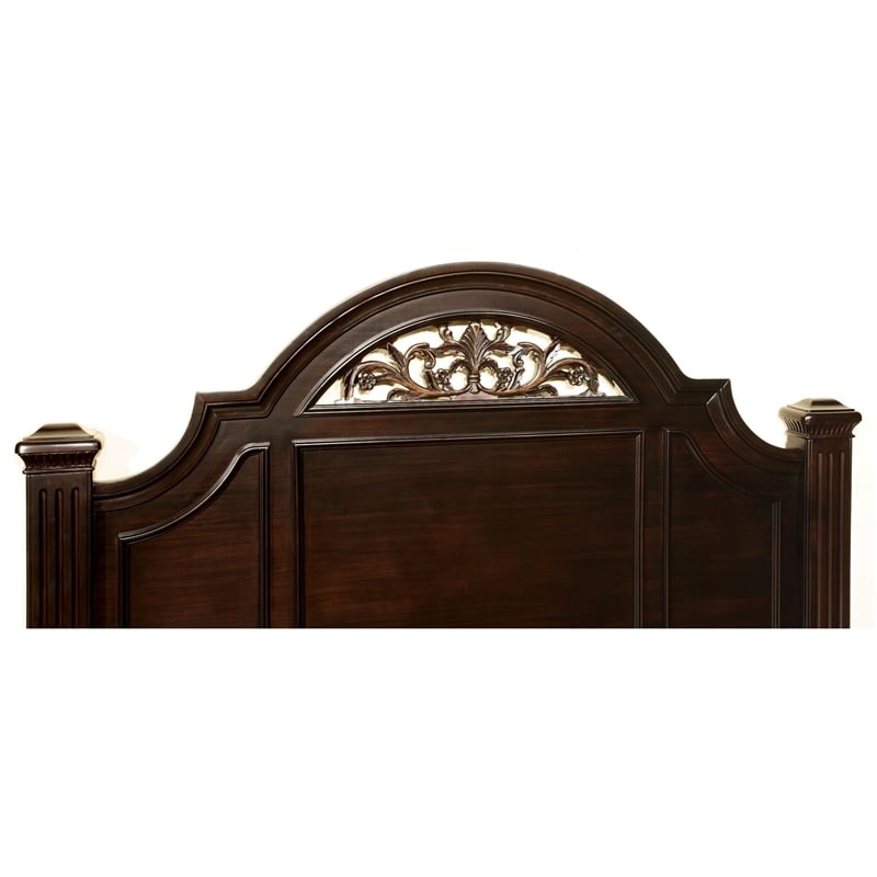 Furniture of America Damos Solid Wood California King Panel Bed in Dark Walnut