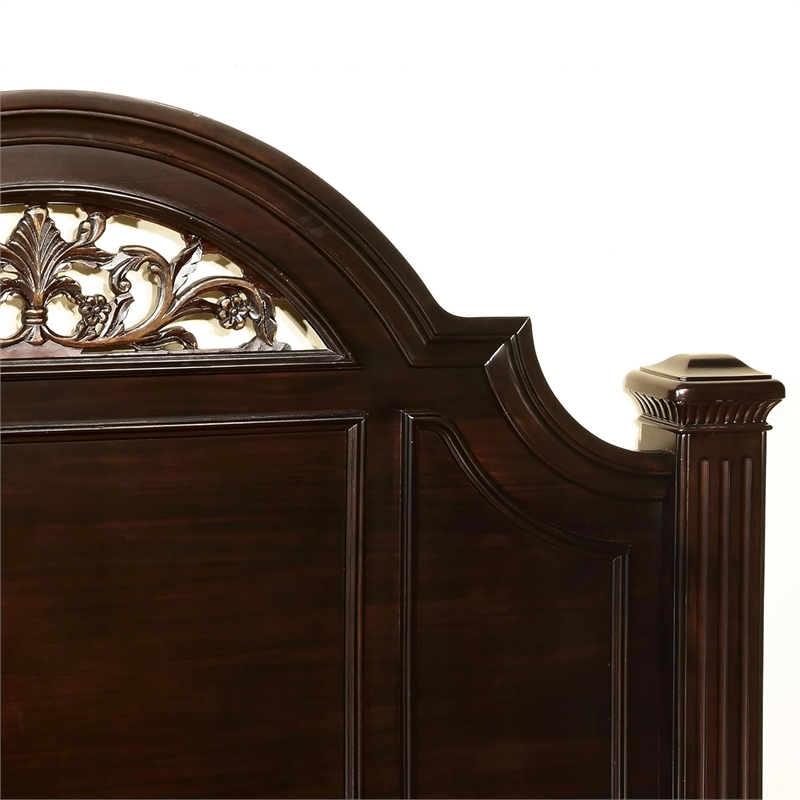 Furniture of America Damos Solid Wood King Panel Bed in Dark Walnut
