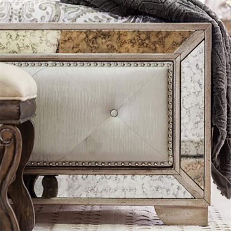 Furniture of America Celina Wood Queen Tufted Panel Bed in Gold Champagne