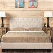 Furniture of America Warscher Fabric King Tufted Platform Bed in Ivory