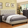 Furniture of America Warscher Fabric King Tufted Platform Bed in Ivory