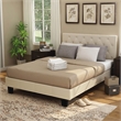 Furniture of America Warscher Fabric King Tufted Platform Bed in Ivory