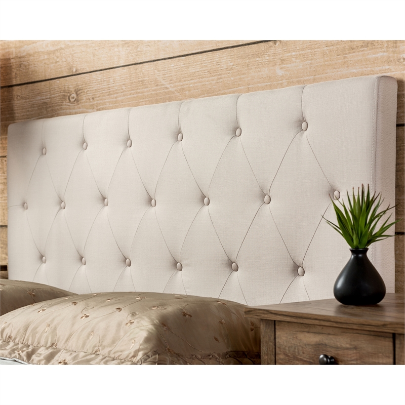 Furniture of America Warscher Fabric King Tufted Platform Bed in Ivory