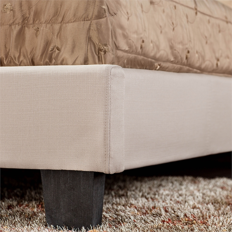 Furniture of America Warscher Fabric King Tufted Platform Bed in Ivory