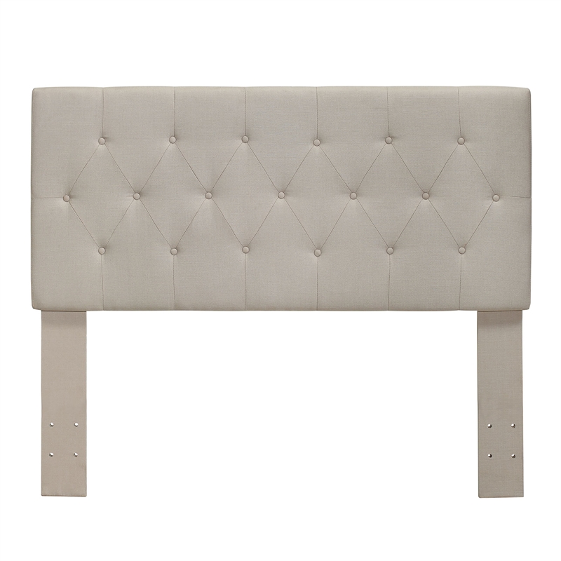 Furniture of America Warscher Fabric King Tufted Platform Bed in Ivory