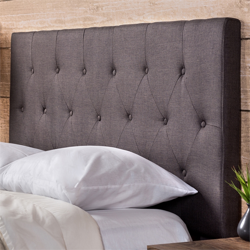 Furniture of America Warscher Fabric California King Tufted Platform Bed in Gray