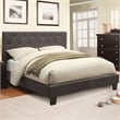 Furniture of America Warscher Fabric King Tufted Platform Bed in Gray