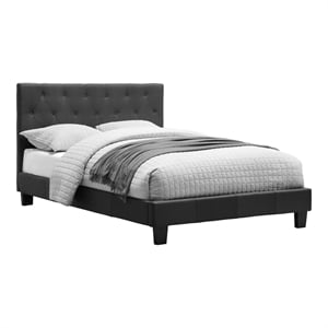 Furniture of America Warscher Fabric King Tufted Platform Bed in Gray