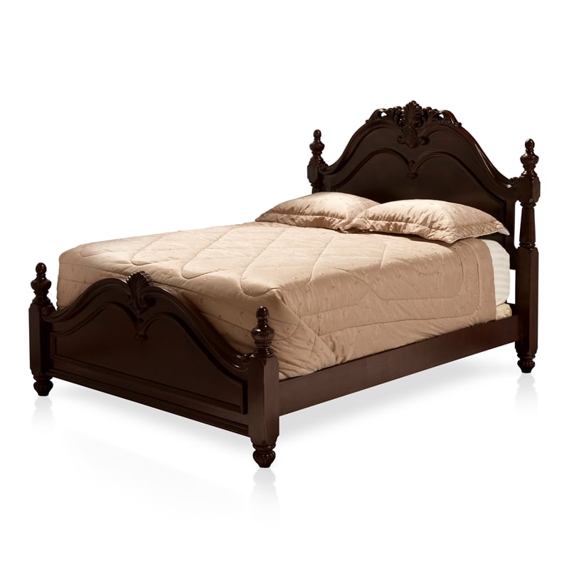 Furniture of America Ruben Traditional Wood California King Poster Bed in Cherry