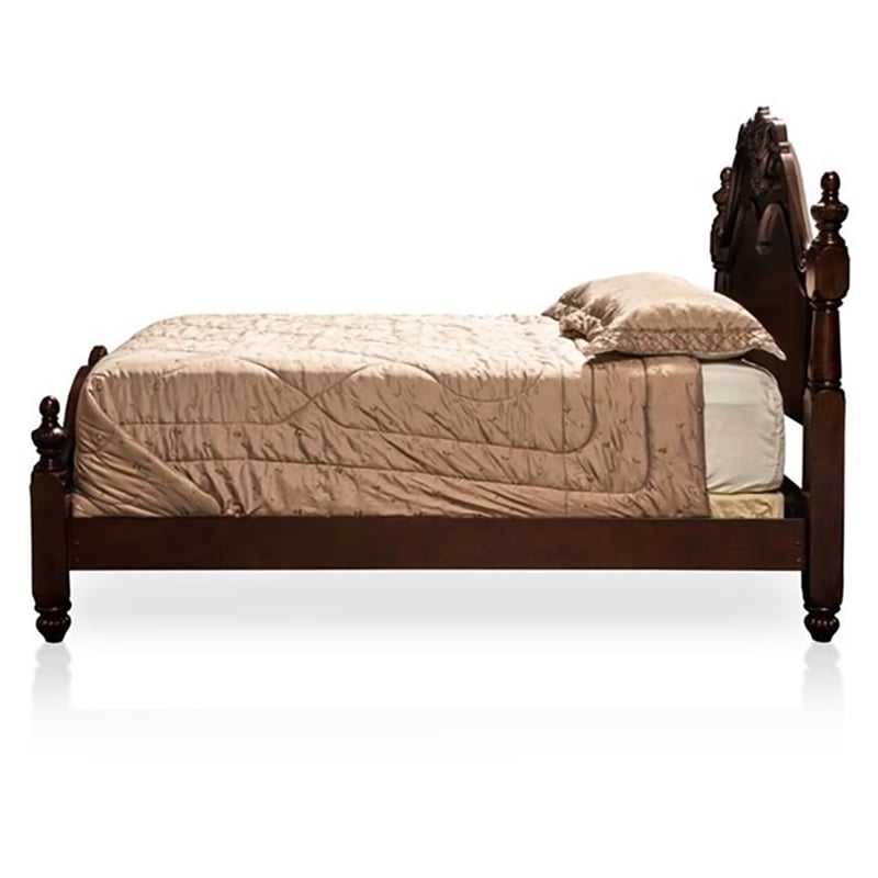 Furniture of America Ruben Traditional Wood King Poster Bed in Cherry