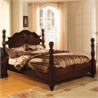 Furniture of America Hemps Solid Wood Four-Poster California King Bed in Brown