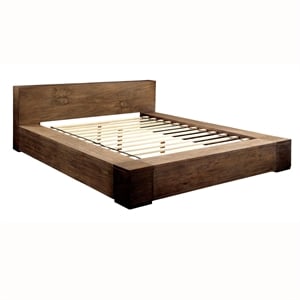 furniture of america elbert transitional wooden platform bed in rustic natural