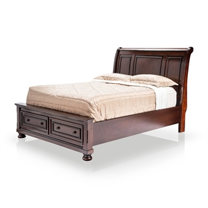 furniture of america caiden contemporary solid wood storage panel bed in cherry
