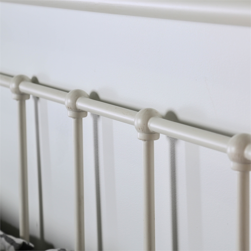 Furniture of America Celinda Metal California King Spindle Bed in Vintage White