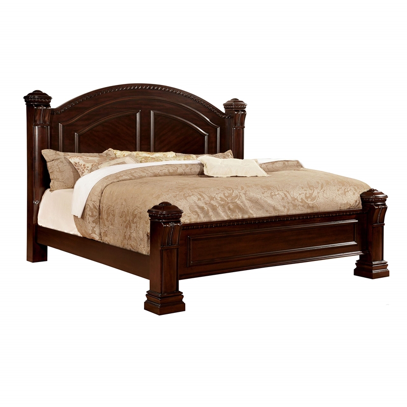 Furniture of America Oulette Transitional Wood Cal King Panel Bed in Dark Cherry