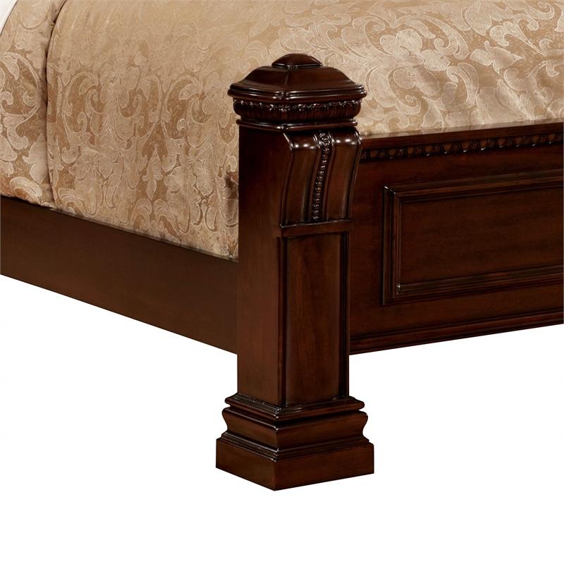 Furniture of America Oulette Transitional Wood Cal King Panel Bed in Dark Cherry