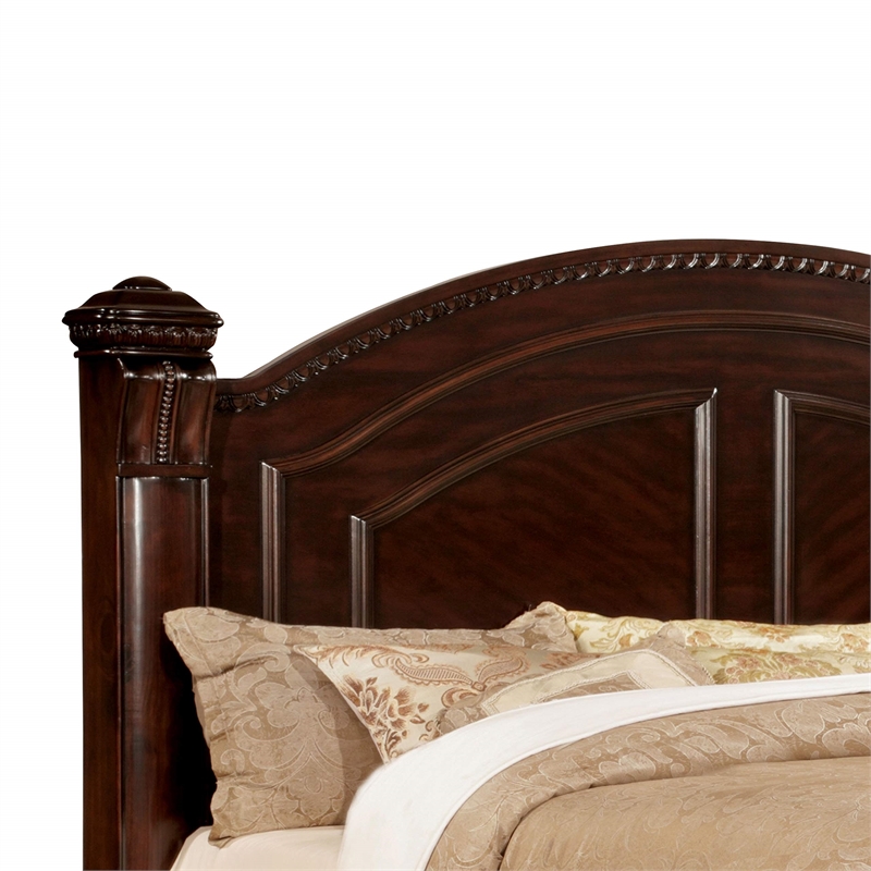 Furniture of America Oulette Transitional Wood Cal King Panel Bed in Dark Cherry