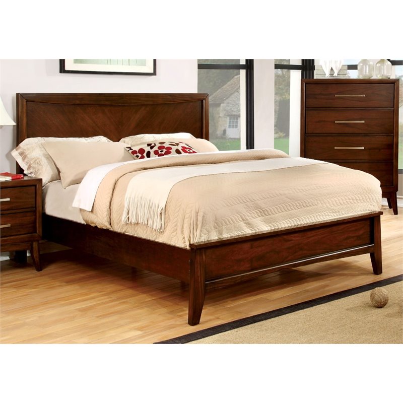 Furniture Of America Bryant Wood Queen Platform Panel Bed In Brown Cherry Cymax Business