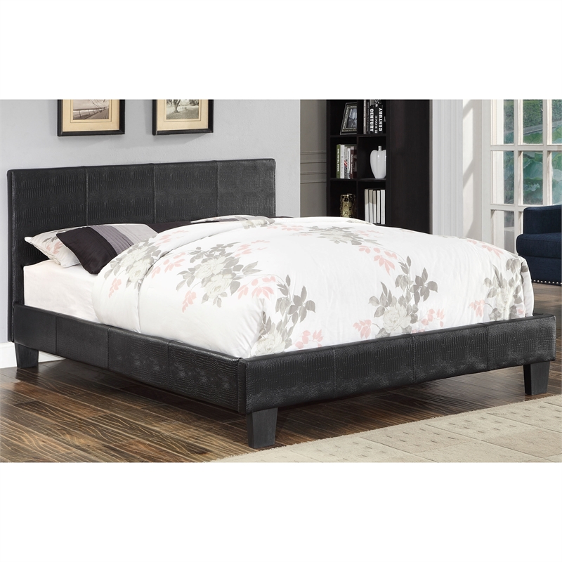 Furniture of America Nicole Faux Leather Full Platform Bed in Black