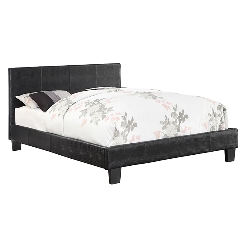 Furniture of America Nicole Faux Leather Full Platform Bed in Black
