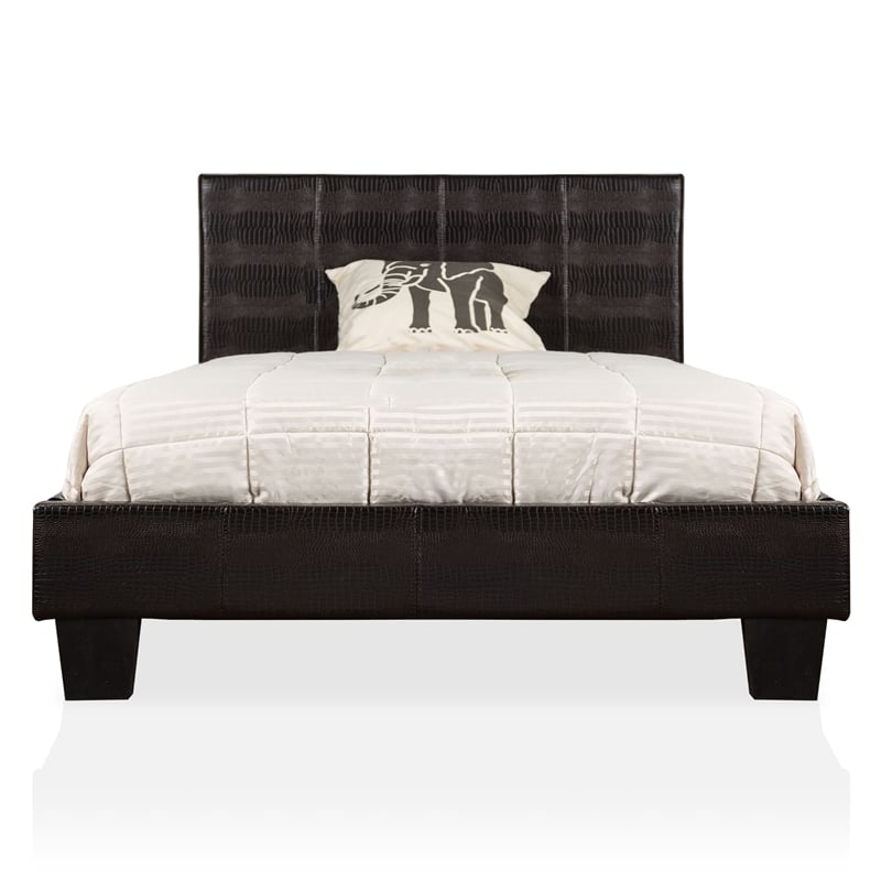 Furniture of America Nicole Faux Leather Full Platform Bed in Black