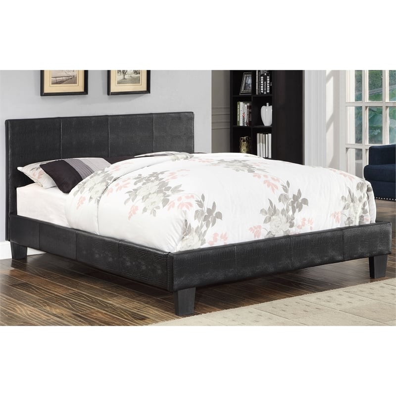 Furniture of America Nicole Faux Leather Queen Platform Bed in Black
