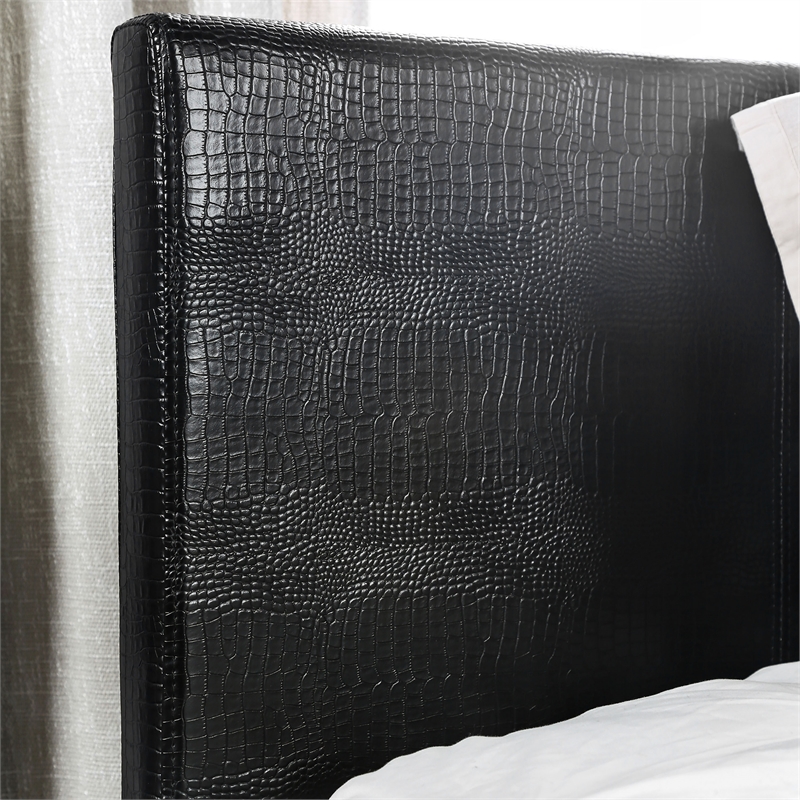 Furniture of America Nicole Faux Leather Queen Platform Bed in Black