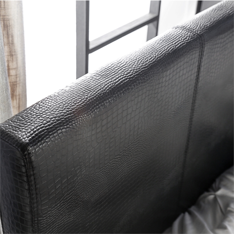 Furniture of America Nicole Faux Leather Queen Platform Bed in Black