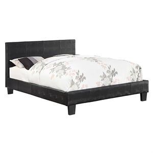 Furniture of America Nicole Faux Leather Queen Platform Bed in Black