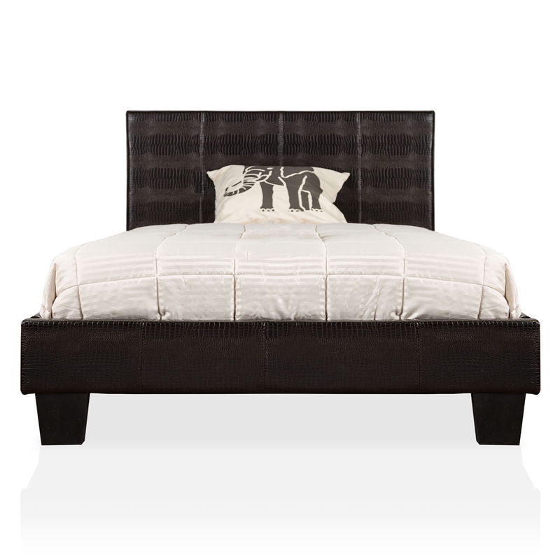 Furniture of America Nicole Faux Leather Queen Platform Bed in Black