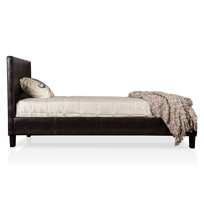 Furniture of America Nicole Faux Leather Queen Platform Bed in Black
