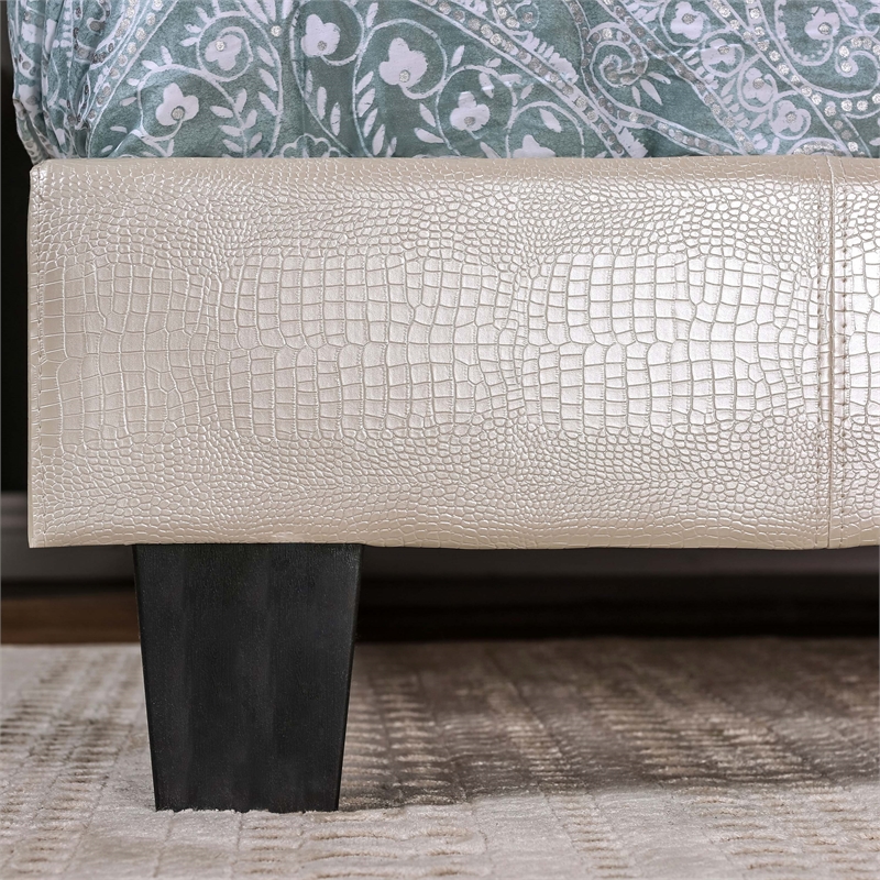 Furniture of America Nicole Faux Leather Queen Platform Bed in Pearl White