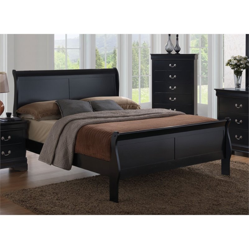 Furniture of America Brodus Full Platform Sleigh Bed in Black