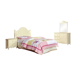 foa adalyn 4pc cream wood kids bedroom set - twin+nightstand+dresser+mirror