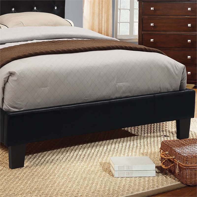 Furniture of America Kylen Faux Leather Queen Platform Bed in Black