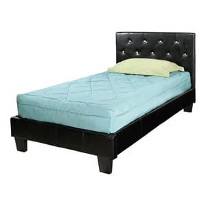 furniture of america kylen faux leather twin platform bed in black